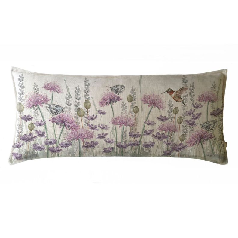 FUNDA COJIN MARISA JARDIN SILVESTRE LILA Y HOJITAS XL Diseno 1
