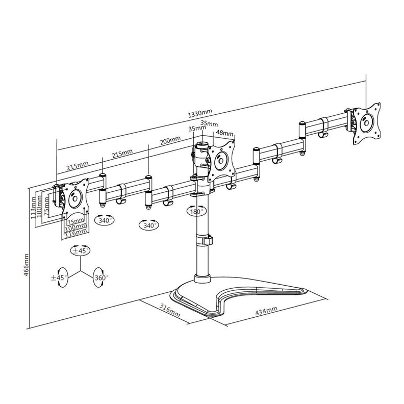 Soporte TV/Monitor- TRIPLE  - Gamer 13" a 27" 360°  21 kg-3