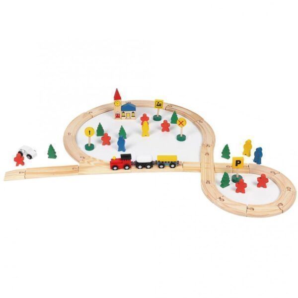 Tren con Riel Madera Armable-0