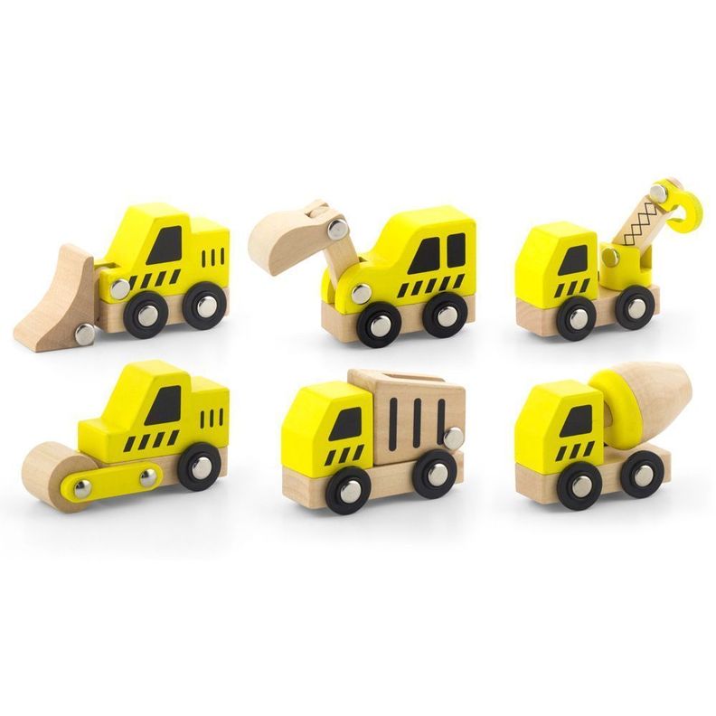 Juguete Madera Camiones Construccion 6 pz-1