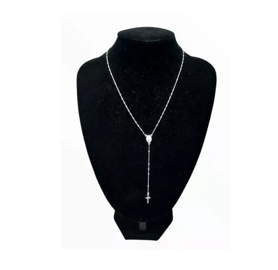 Rosario Plata Fina Mujer 40 Cm Italiana 925 Collar-0