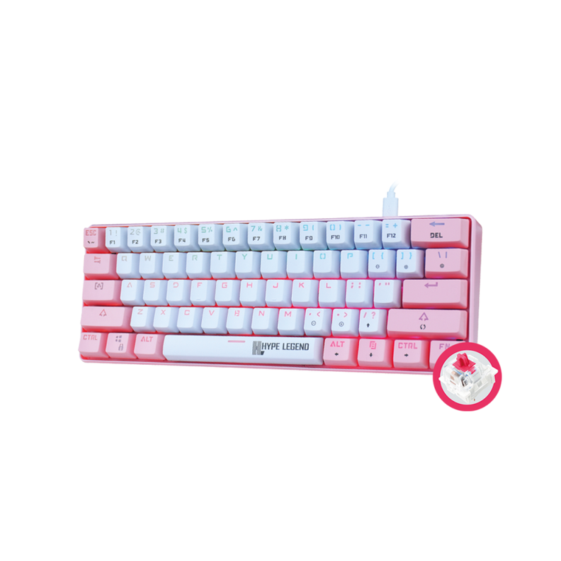 Teclado Mecánico 60%, Hype Legend Rebel PINKU – Red Switch-3