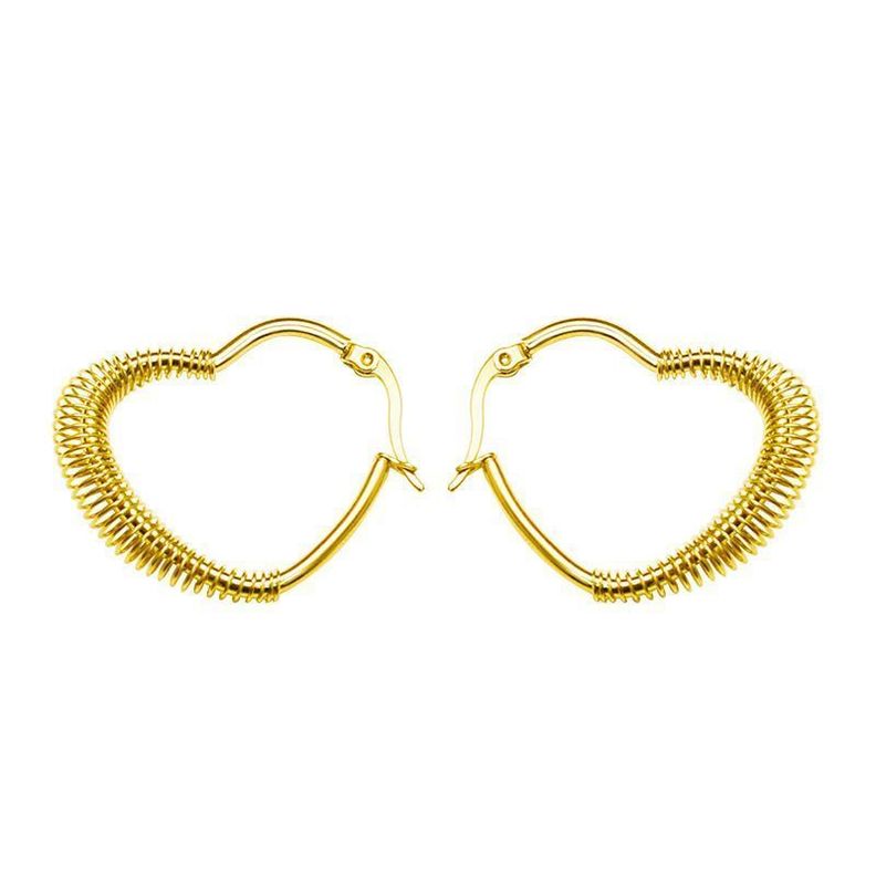 Aros Baño Oro Amarillo 18k Argollas Corazón Resorte M-0