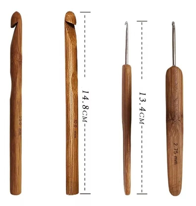 Set De 20 Palillos Crochet De Bambu Con Estuche-1