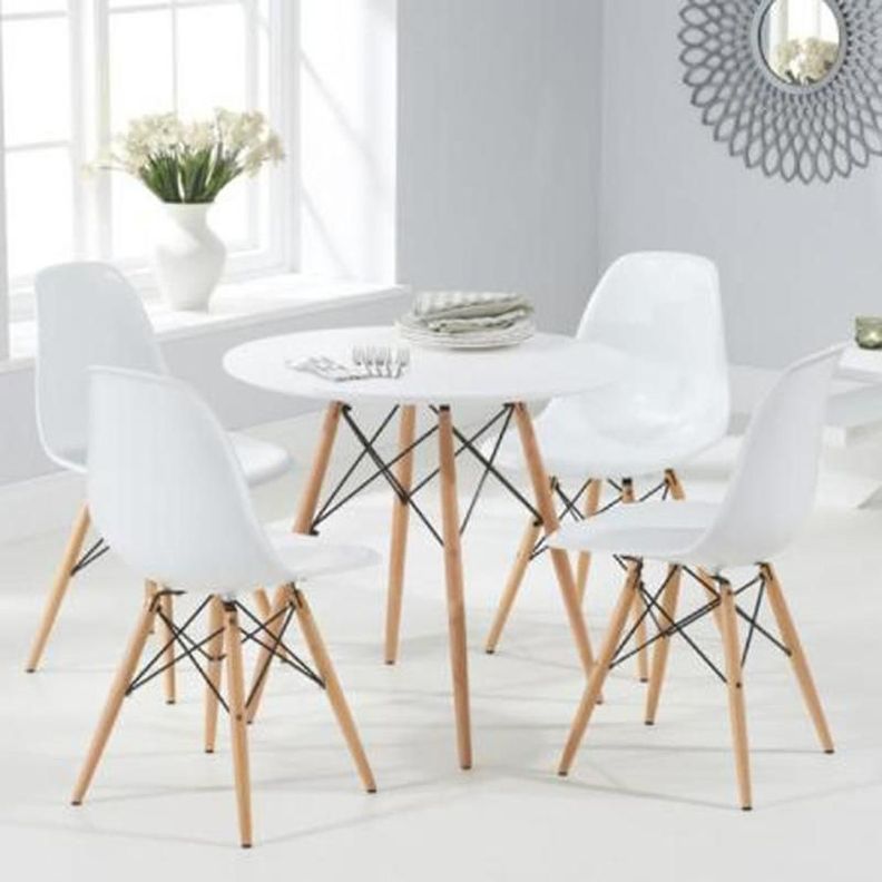 Juego De Comedor eames Redondo 4 sillas Blanco 80 cm-6