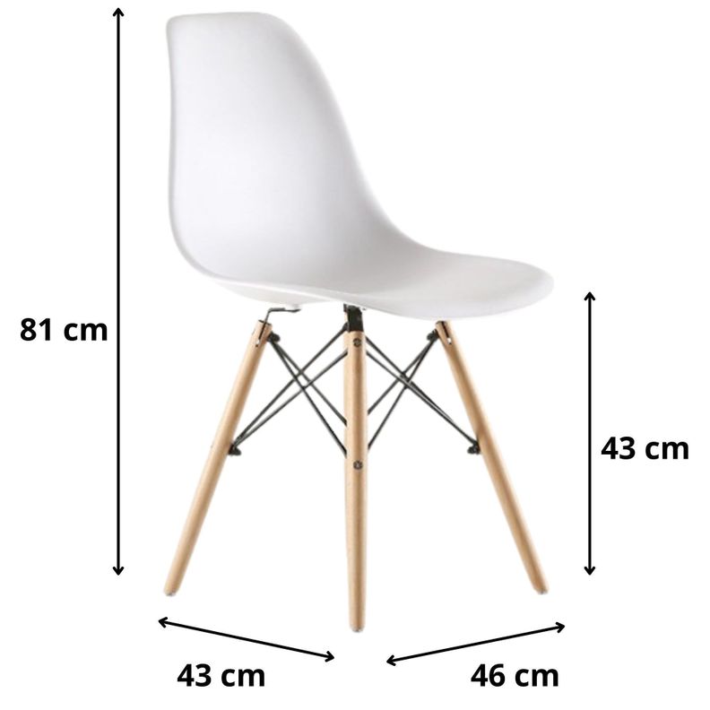 Juego De Comedor eames Redondo 4 sillas Blanco 80 cm-2