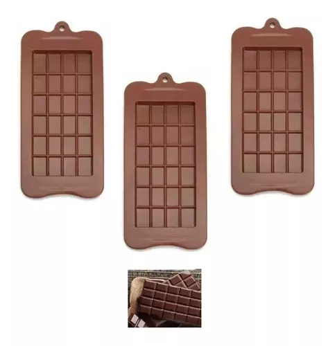 Pack X3 Moldes De Chocolate Barra De Chocolate Silicona -0
