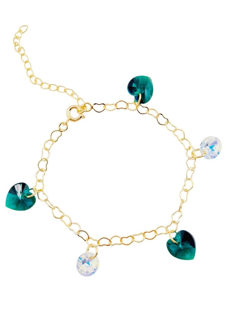 Pulsera Romance Gold Baño Oro 24k Cristal Genuino Emerald-0