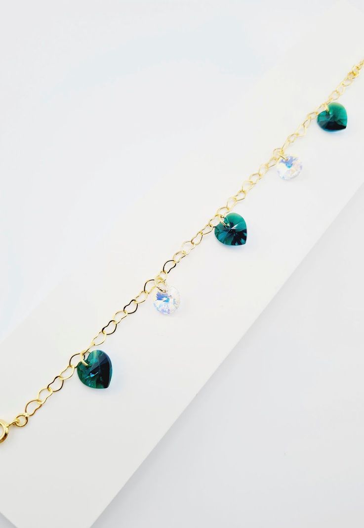 Pulsera Romance Gold Baño Oro 24k Cristal Genuino Emerald-1