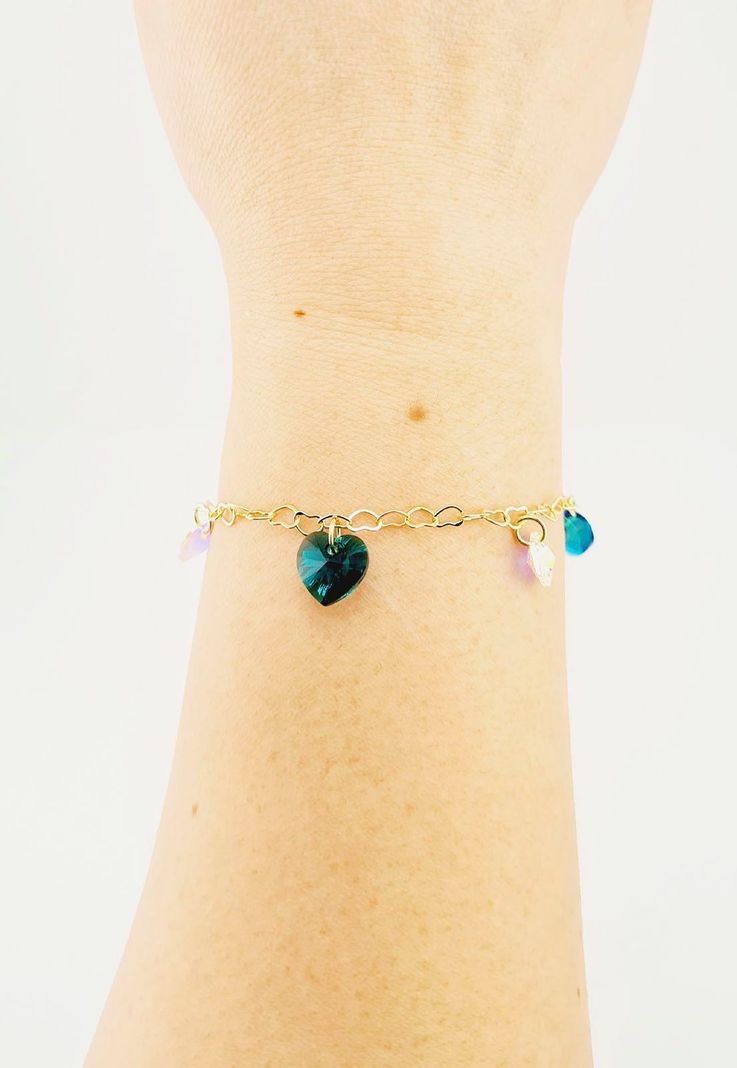 Pulsera Romance Gold Baño Oro 24k Cristal Genuino Emerald-2
