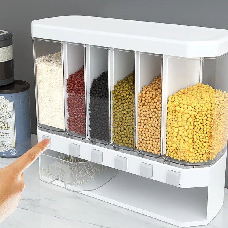 Dispensador Pared Mesa 6 Espacios Granos Cereal Arroz Pasta-1