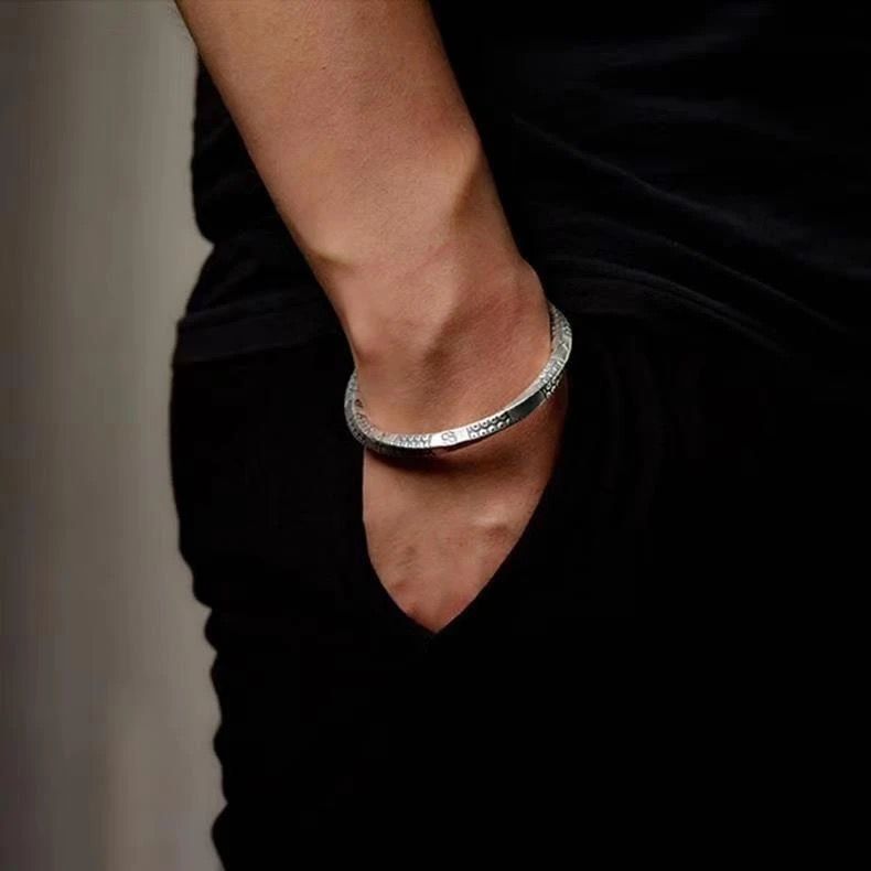Pulsera De Acero Doblado, Manga De Pez Brazalete-1