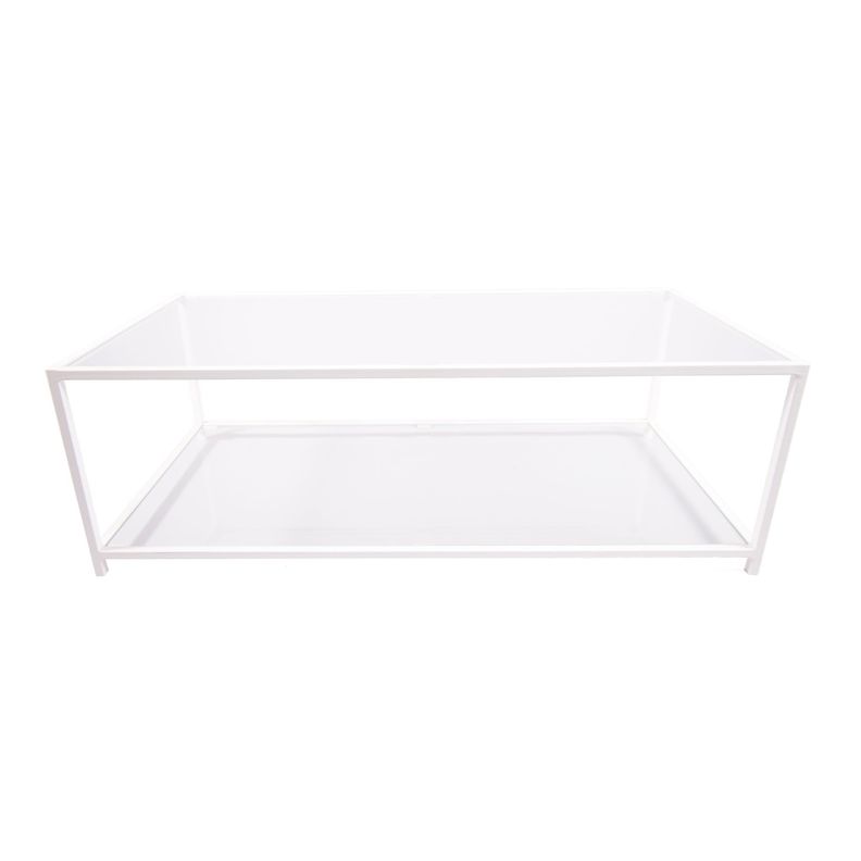 MESA DE CENTRO RECTANGULAR 100 BLANCO DOS NIVELES GLASS-0