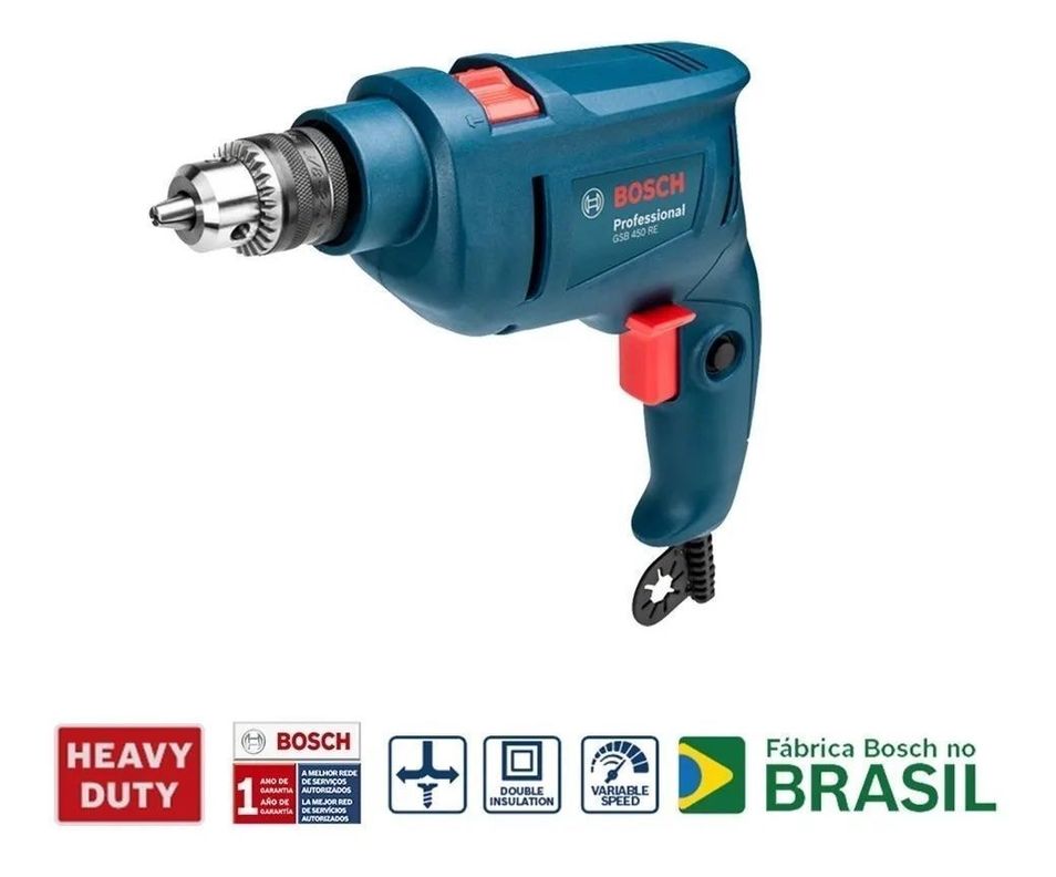 Taladro Percutor Bosch Gsb 450 Re 10 Mm 450w-2