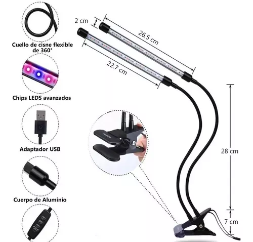 Lampara Led Para Crecimiento De Plantas Con 4 Tubos De Luz-6