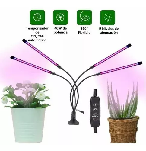 Lampara Led Para Crecimiento De Plantas Con 4 Tubos De Luz-3