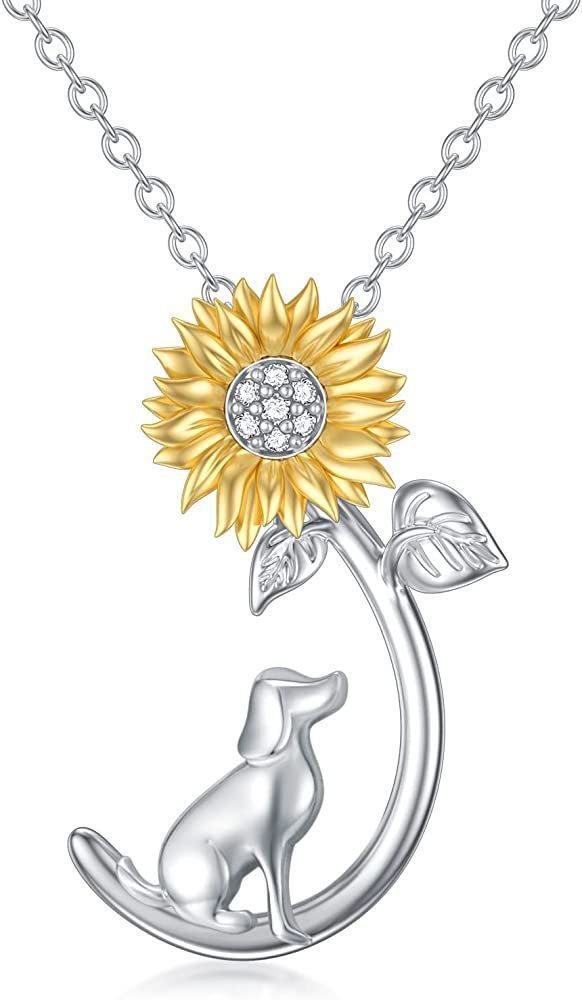 Collar Perro Mujer Girasol Plata 925-0
