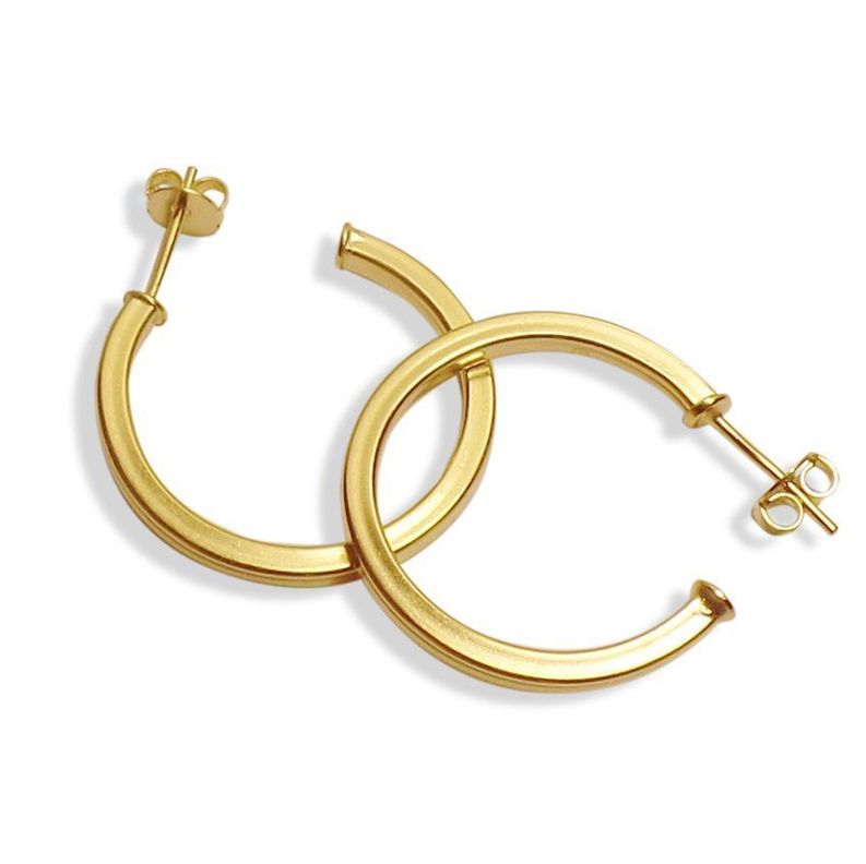 Aros Argollas Cuadrada 27mm Enchapado Oro 18K Dorado