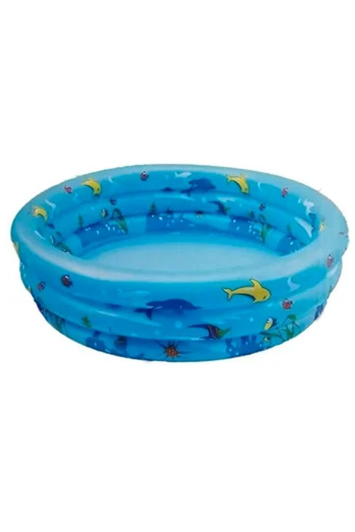 Piscina Inflable Plástico Bebe 3 Anillos 80 Cm Verano celeste-1