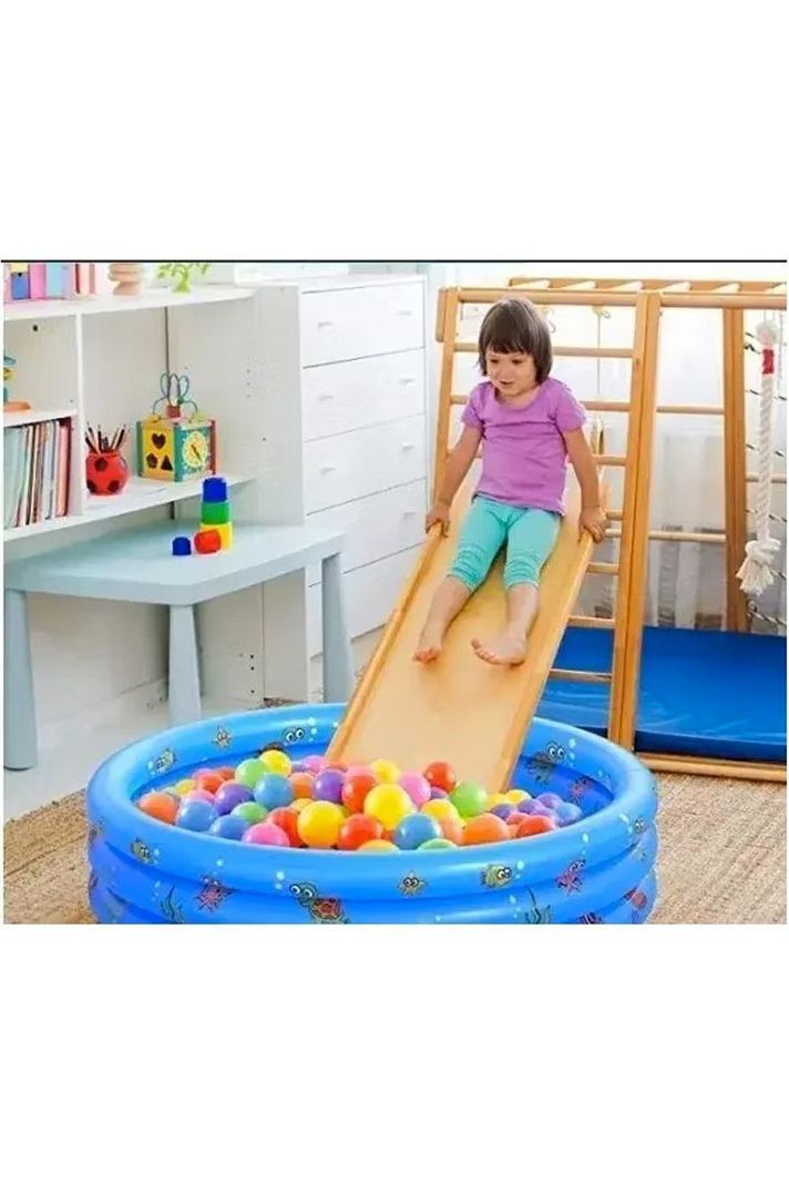 Piscina Inflable Plástico Bebe 3 Anillos 80 Cm Verano celeste-3