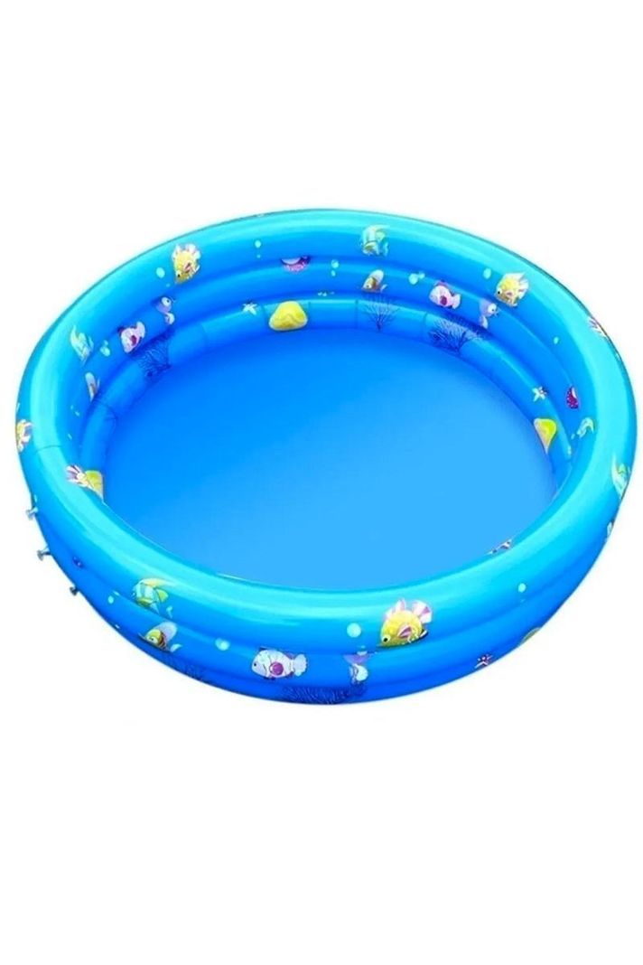 Piscina Inflable Plástico Bebe 3 Anillos 80 Cm Verano celeste-0