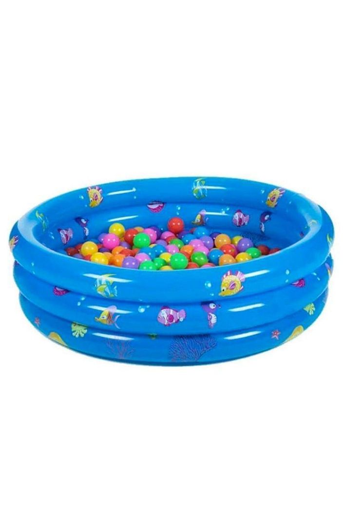 Piscina Inflable Plástico Bebe 3 Anillos 80 Cm Verano celeste-2