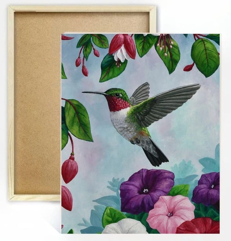 Diamond painting, pintura por diamante Picaflor 30x40cm con bastidor-0