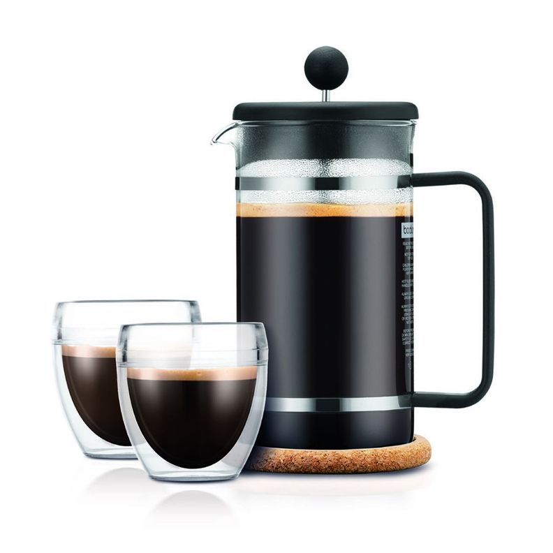 Set de Cafetera Bistro 1.0 lts y 2 Vasos Pavina Plásticos Doble Pared 0.25 lts.-1