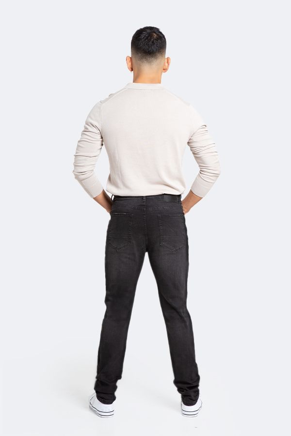 Jeans Hombre Slim Negro Liso-5