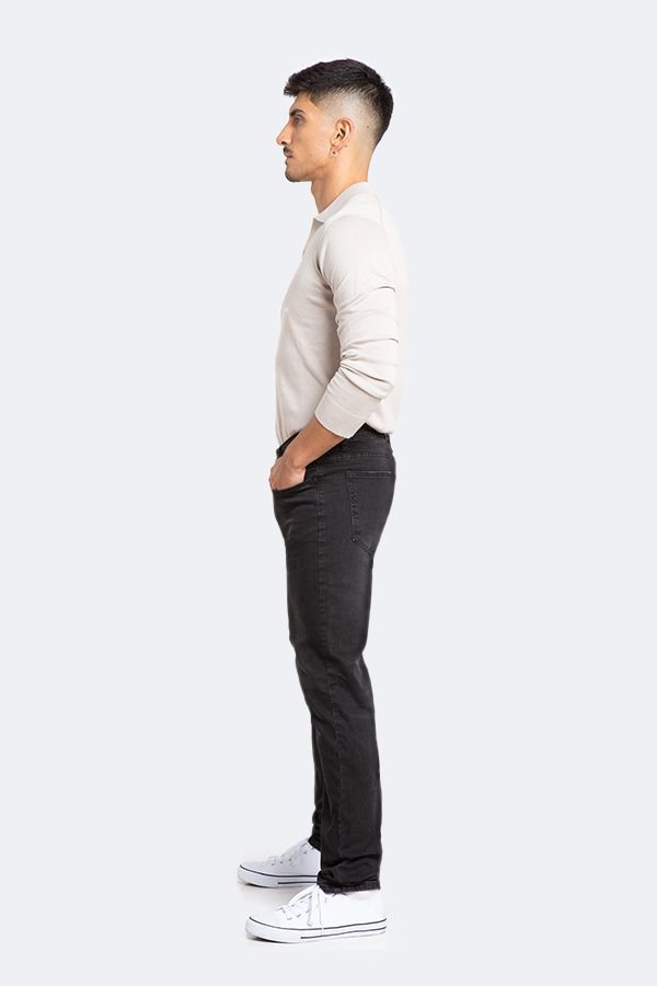 Jeans Hombre Slim Negro Liso-2
