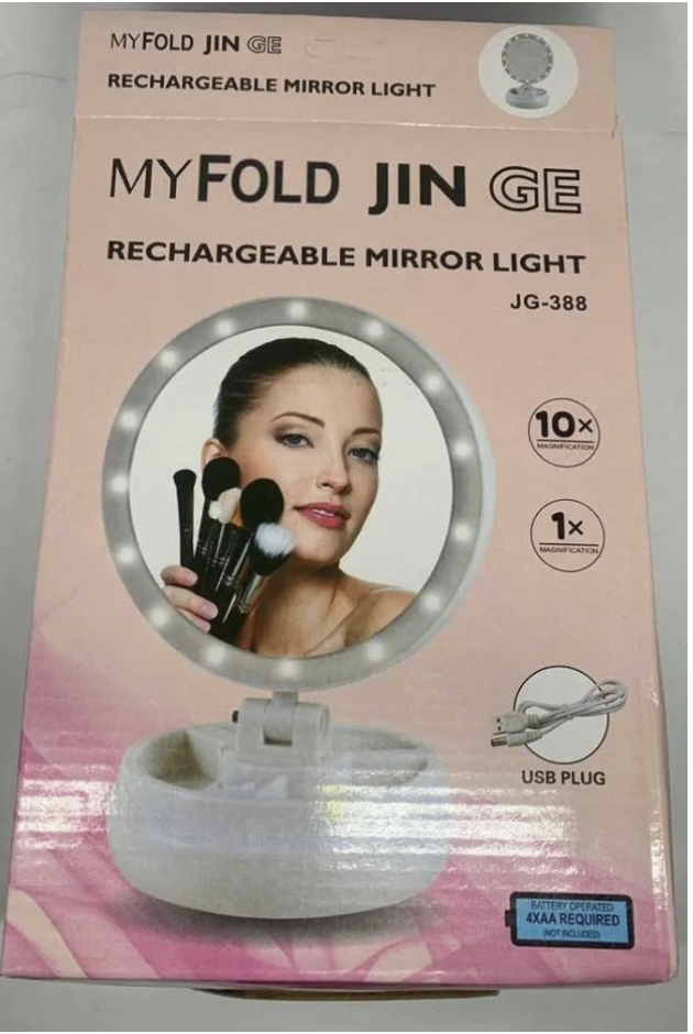 Espejo Con Luz Led Para Maquillaje Plegable + Aumento X 10-2