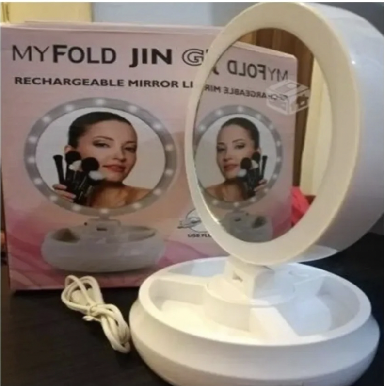 Espejo Con Luz Led Para Maquillaje Plegable + Aumento X 10-3