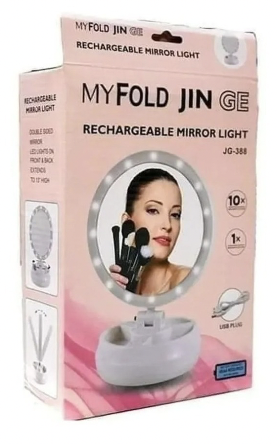 Espejo Con Luz Led Para Maquillaje Plegable + Aumento X 10-0
