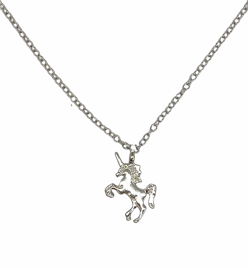Colgante Unicornio Plateado Ninas Mujeres Plateado Metalico
