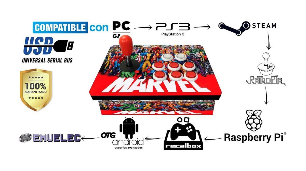 JOYSTICK ARCADE SIMPLE USB - MARVELROJO-1