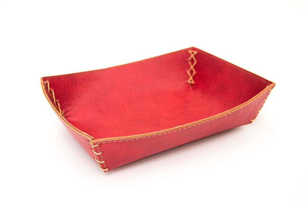 Set Panera y Servilletero de Ecocuero rojo Rafaello Home-2