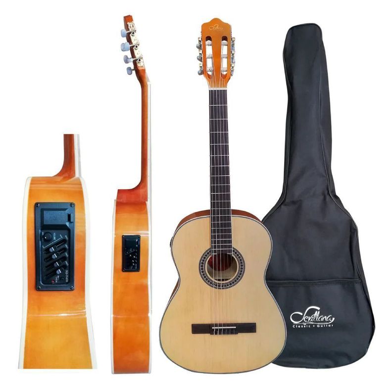 Guitarra Electroacustica 39 Pulgadas Con Alma Y Funda Sevillana Ultra Delgada-1