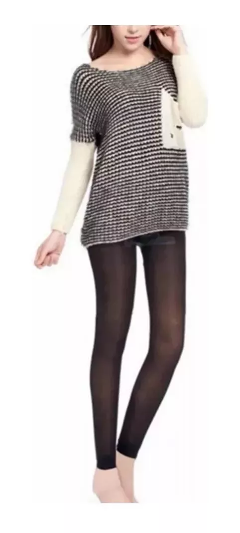 Calza Efecto Piel Satinada Forro Chiporro Leggin Térmicas-1