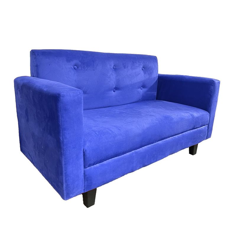 Sofa Ruan 2 Cuerpos Felpa Azul-2