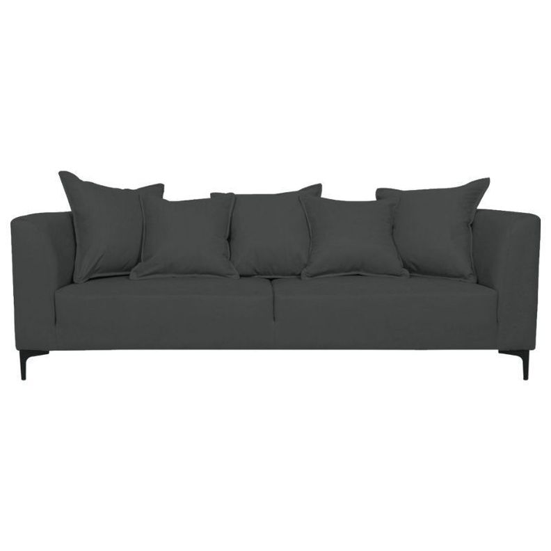 Sofa Cordelia Chenille Tipo Lino Grafito 3 Cuerpos
