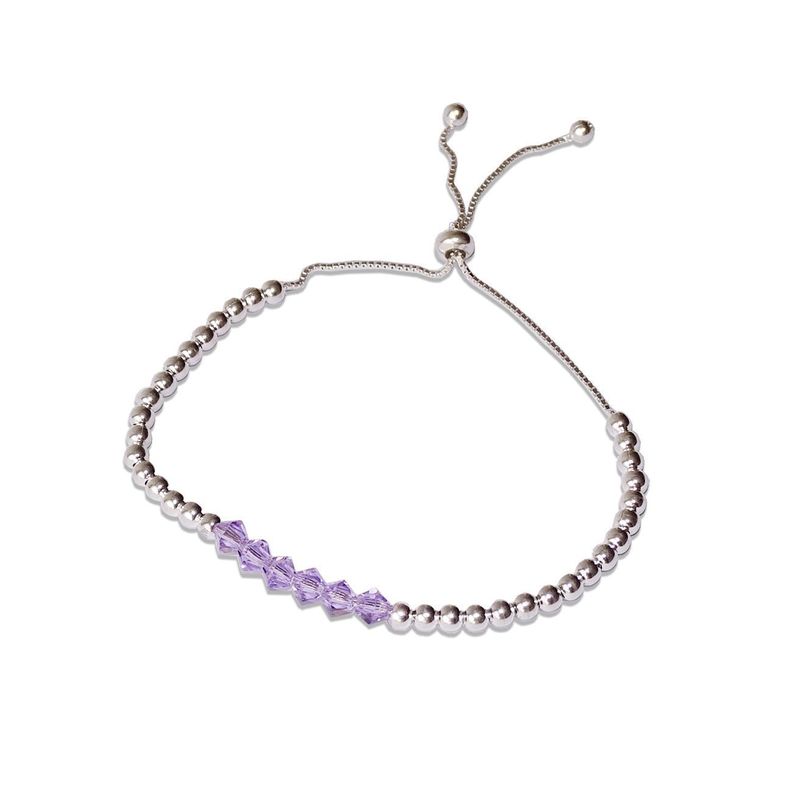 Pulsera Ajustable De Plata 925 Con Cristal Violeta - Mabelita-0