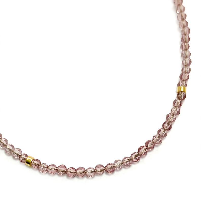 Pulsera Cristal Morado Claro Mostacillas Enchapado Oro 18K-1