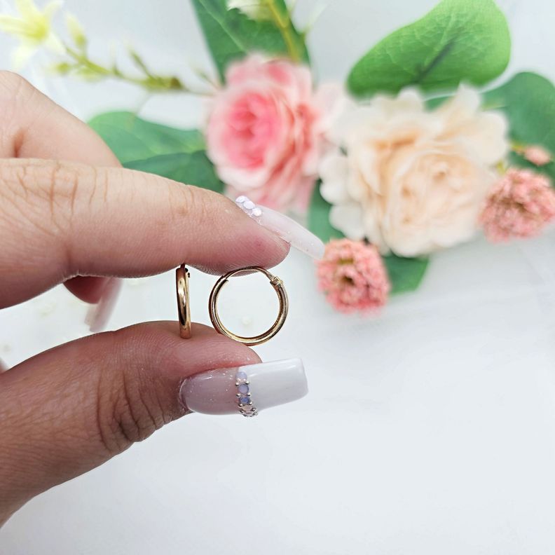 Aros Argollas Oro 18k Nacional 14mm-1