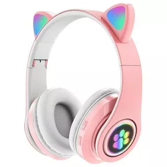 Audifono Bluetooth Pxz-b39 Usa Tf Bateria Integrada Con Luz Rosado