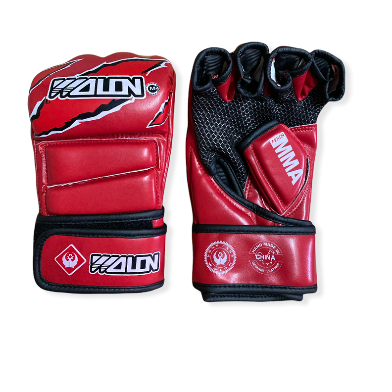Guantes de MMA Wolon Cuero Natural Rojo-1
