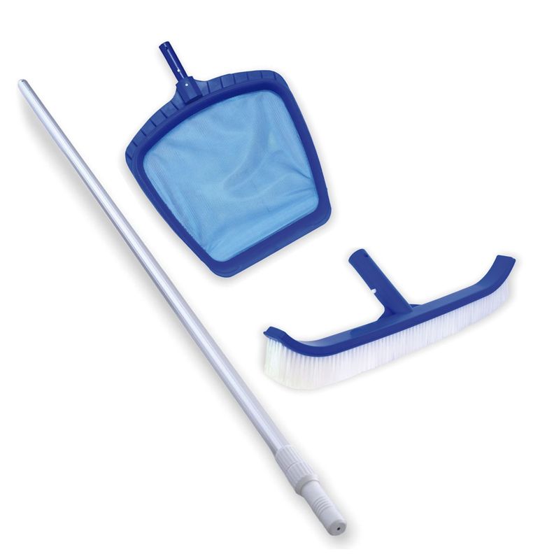 Kit Limpieza de Piscina Básico Incluye Mango, Malla y Cepillo-0
