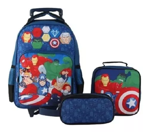 Pack Avengers Mochila Trolley Lonchera Estuche-0