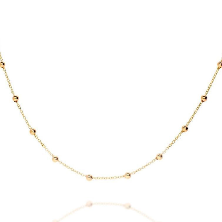 Cadena Baño Oro Amarillo 18 Kilates Eslabones Pelotitas S-0