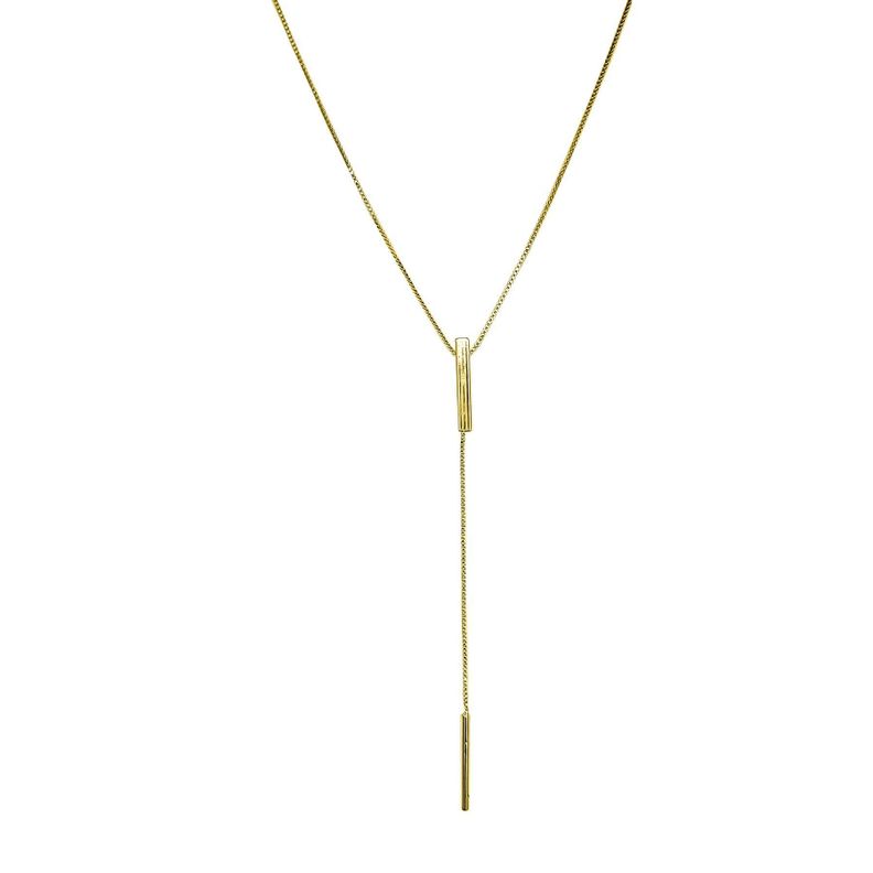 Collar Péndulo Tubo Cuadrado Enchapado Oro 18K-0