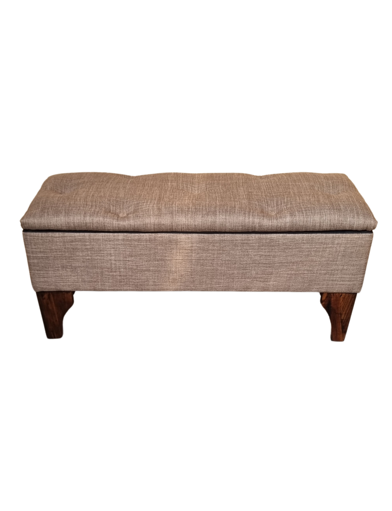 Banqueta Baul Botone Canela Lino Rimar
